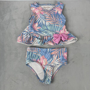 Tommy Bahama Girl 2 Piece Bathing Suit Swimsuit 2T Tropical Bow Summer Vacation